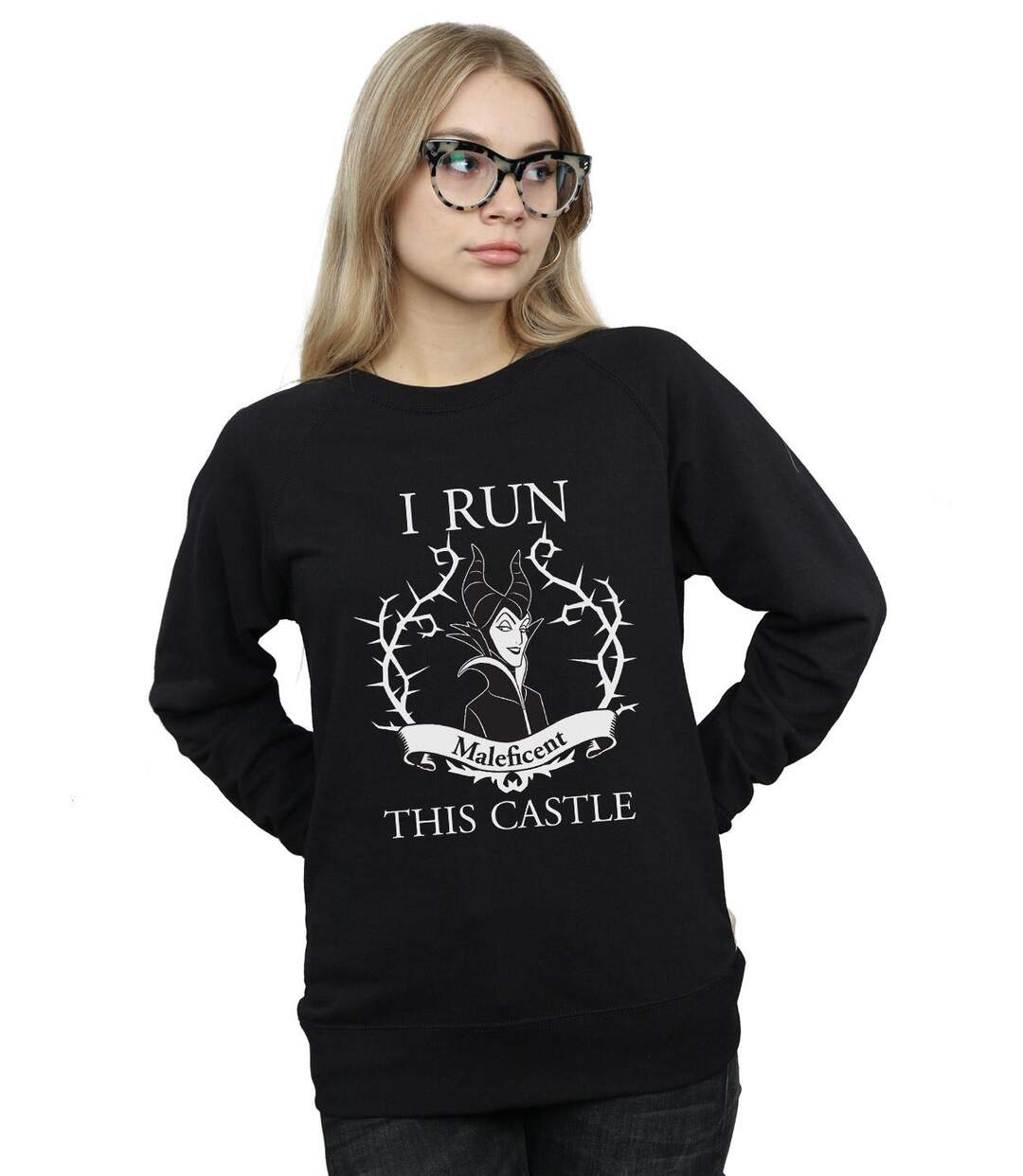 Disney - Sweat MALEFICENT RUN THIS CASTLE - Femme (Noir) - UTBI12329-2