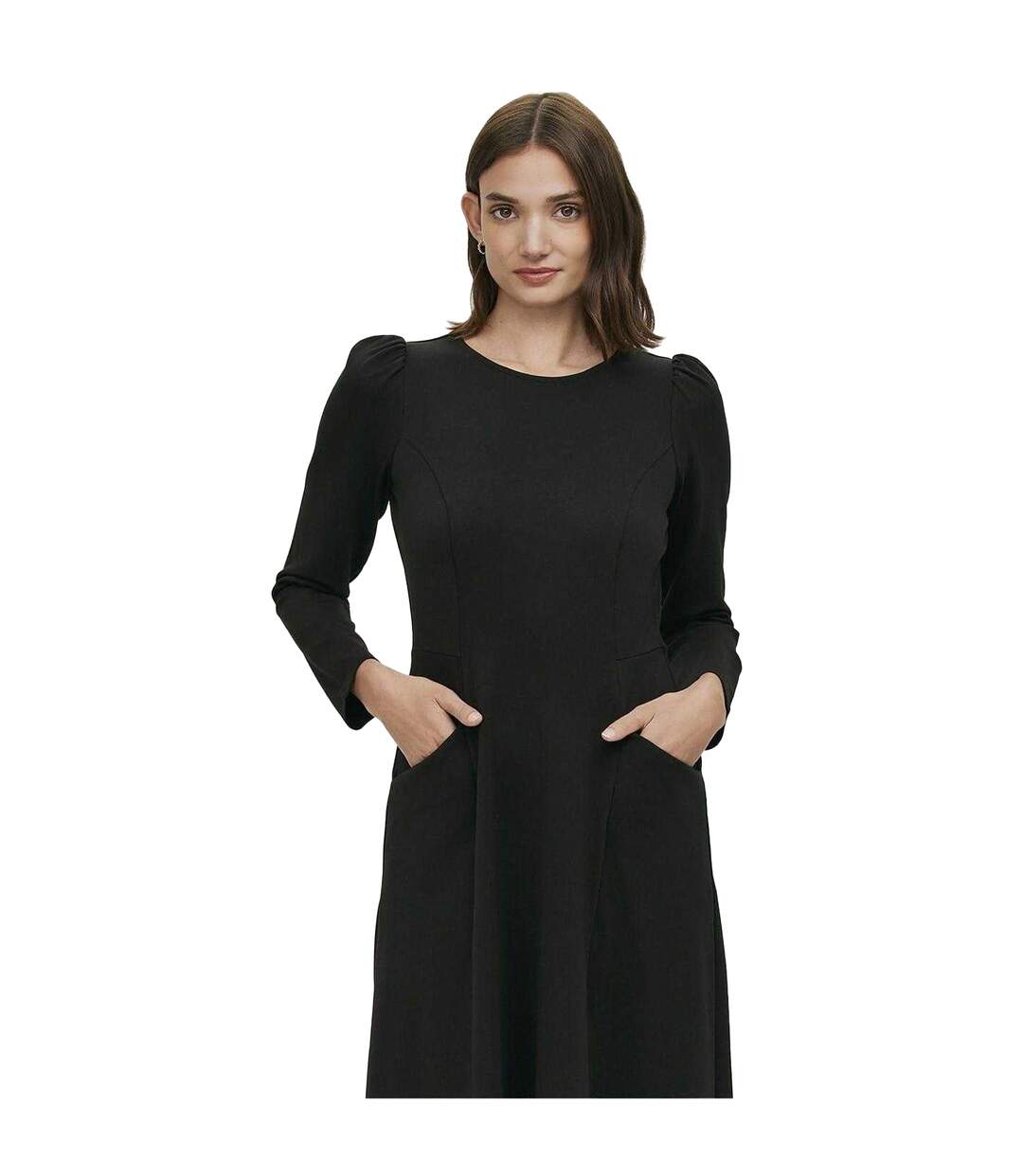 Womens/ladies Felice Ponte Crew Neck Midi Dress Black Finery-3
