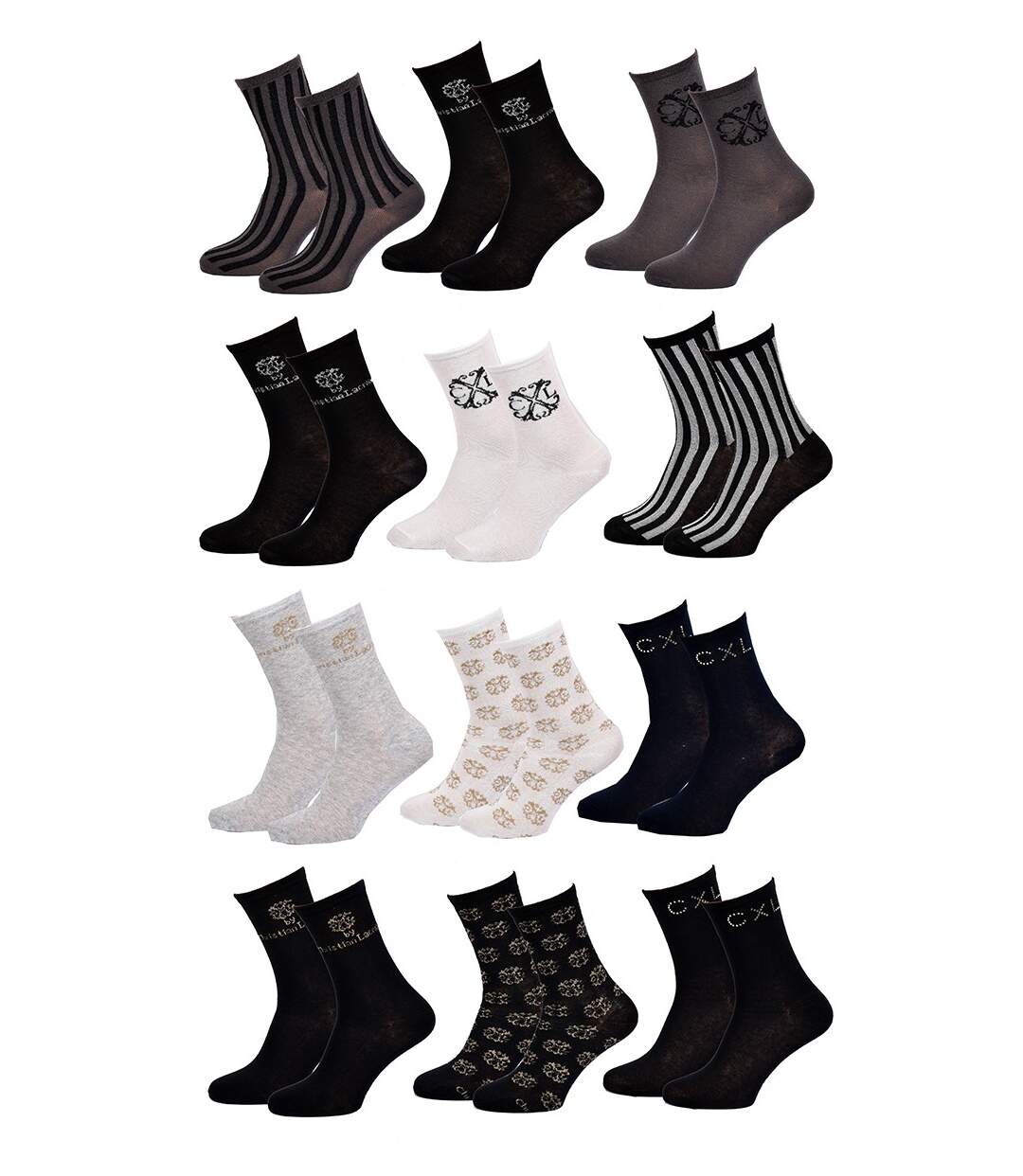 Chaussettes femme CXL By LACROIX Qualité et Confort Pack de 12 Paires CXL Assorties-1