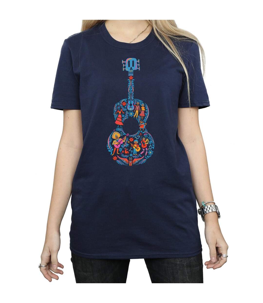 Disney - T-shirt COCO GUITAR PATTERN - Femme (Bleu marine) - UTBI16466-3