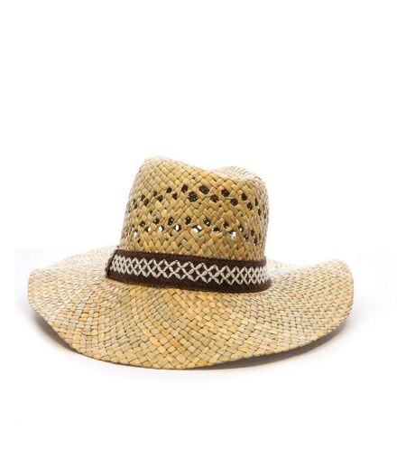 Chapeaux de paille mixte via lorenzo fedora naturel