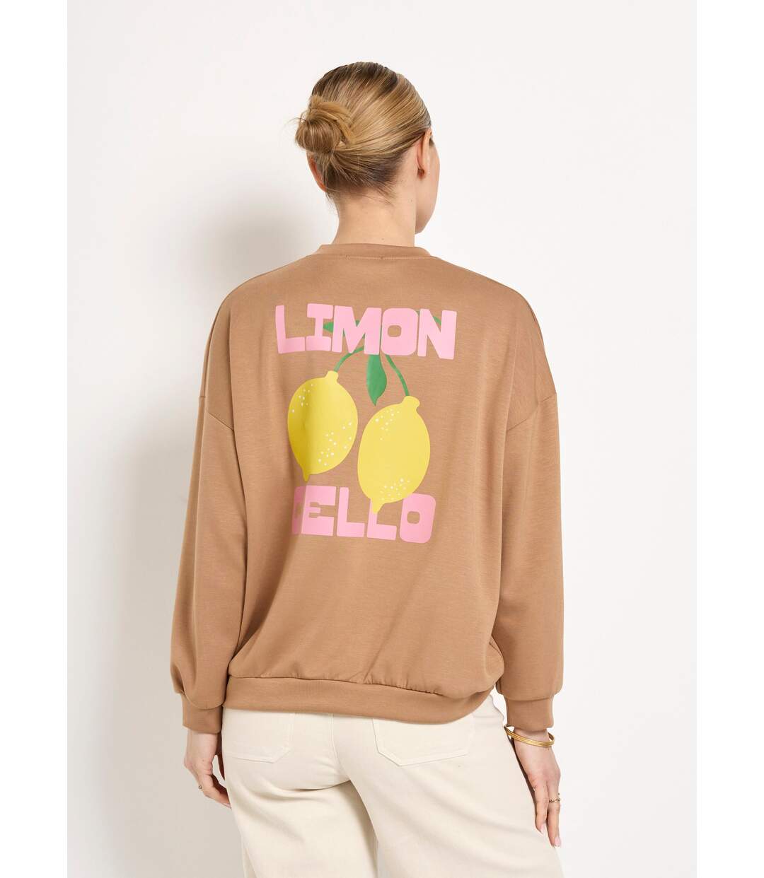 Sweat col rond motif Citrons maille douce-2