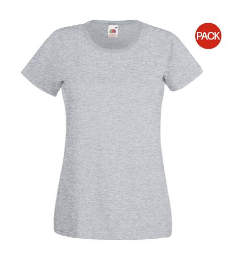 T-shirts Manches Courtes Femmes Gris Chiné Fruit Of The Loom