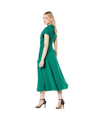 Womens/ladies ponte waist tie midi dress emerald Principles