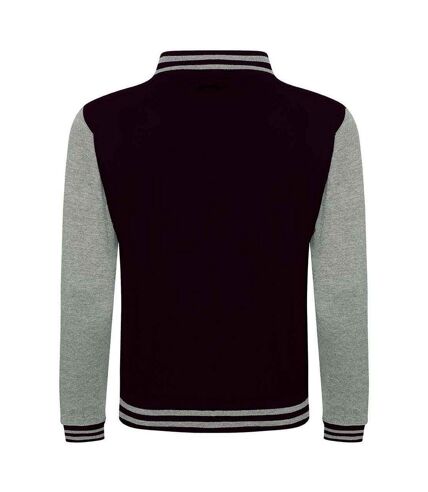 Unisex varsity jacket jet black/heather grey Awdis