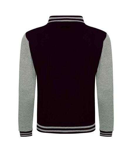 Unisex varsity jacket jet black/heather grey Awdis