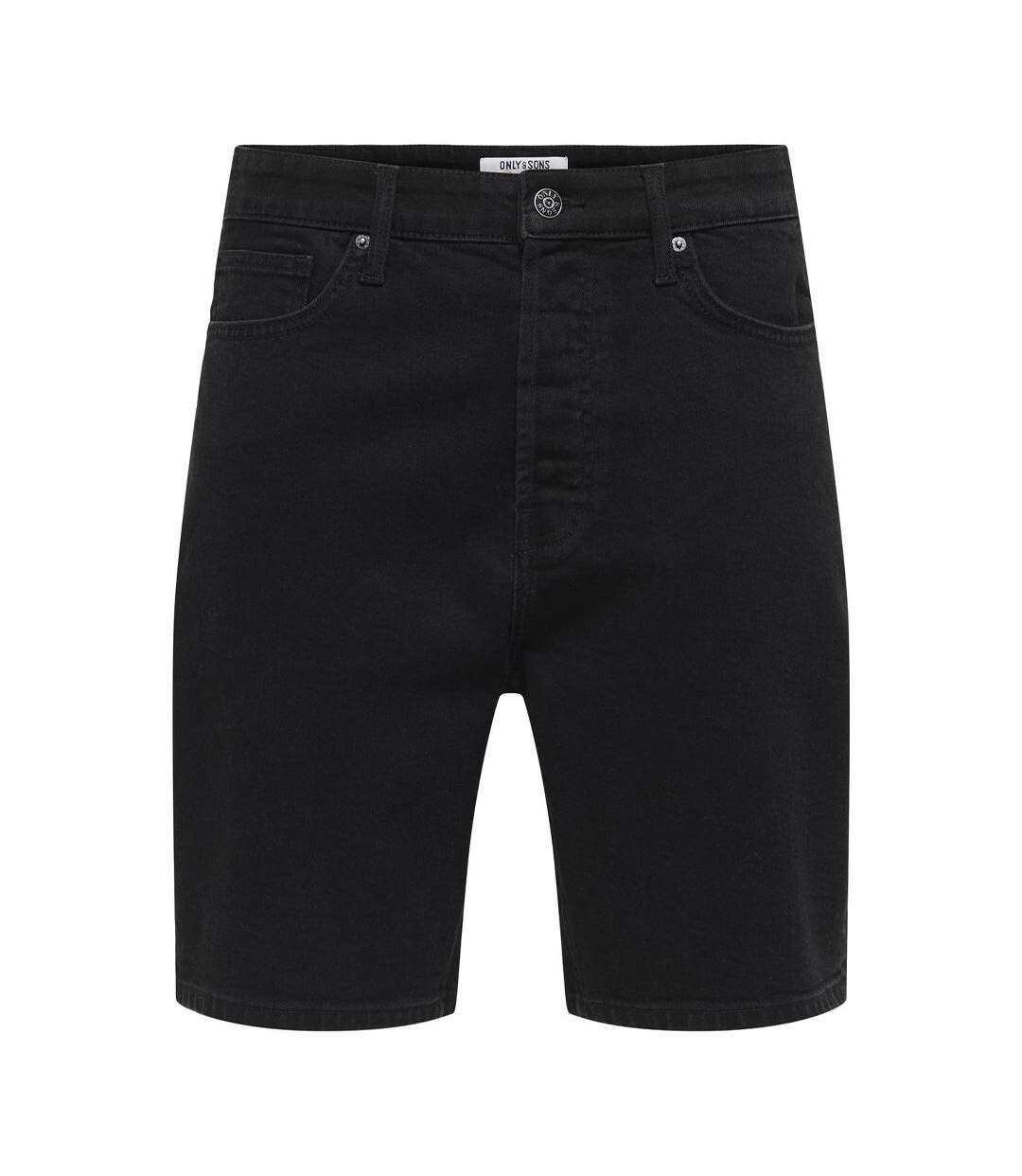 Short en jean noir homme only & sons onsfade stretch-2