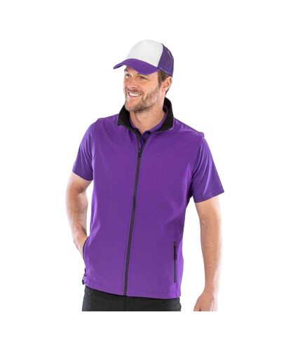 Mens core printable soft shell bodywarmer purple/black Result