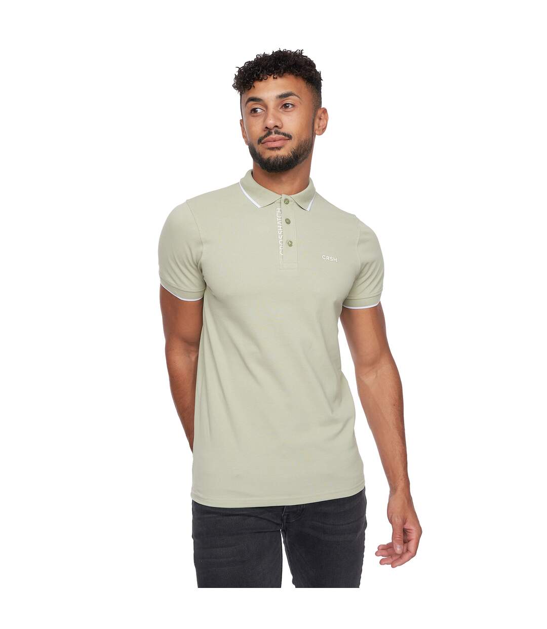 Polo kendrick homme vert de gris Crosshatch-3