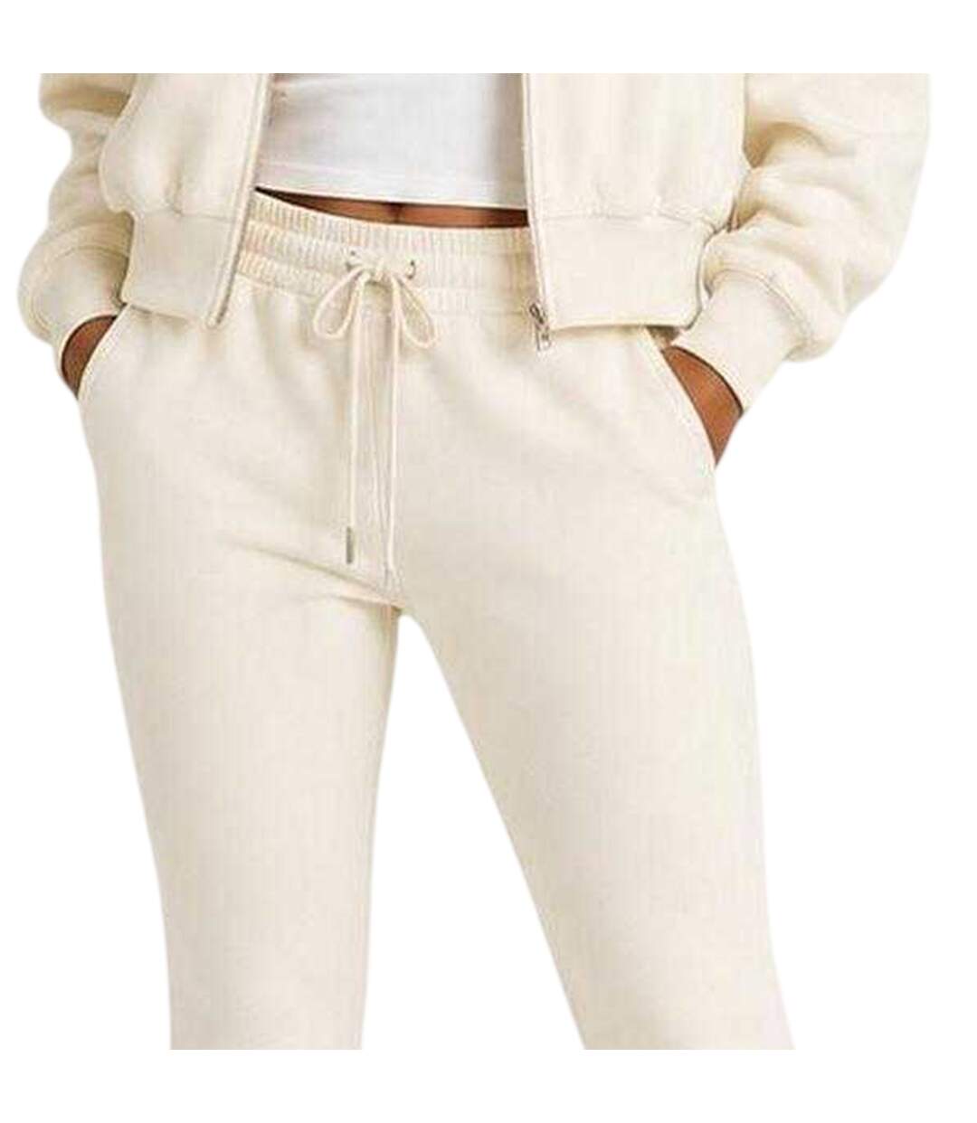Womens/ladies Flared Open Hem Relaxed Fit Joggers Cream I Saw It First-4