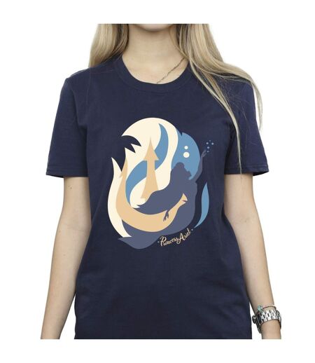 Disney T-shirt boyfriend en coton Femme/Ladies The Little Mermaid Colour Silhouettes (Bleu marine) - UTBI30948