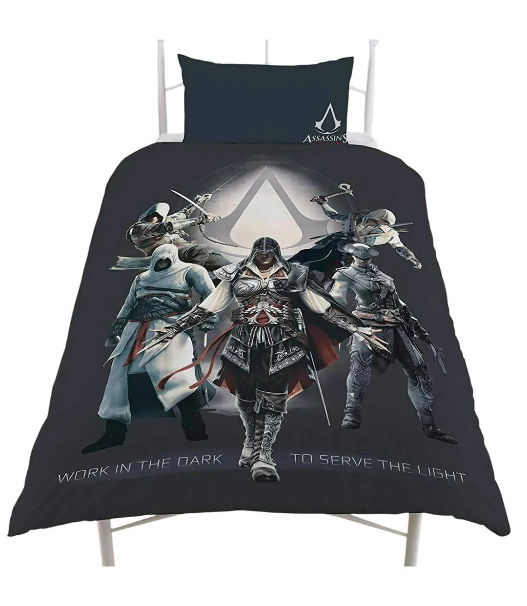 Reversible Duvet Set Black Grey Assassins Creed-1