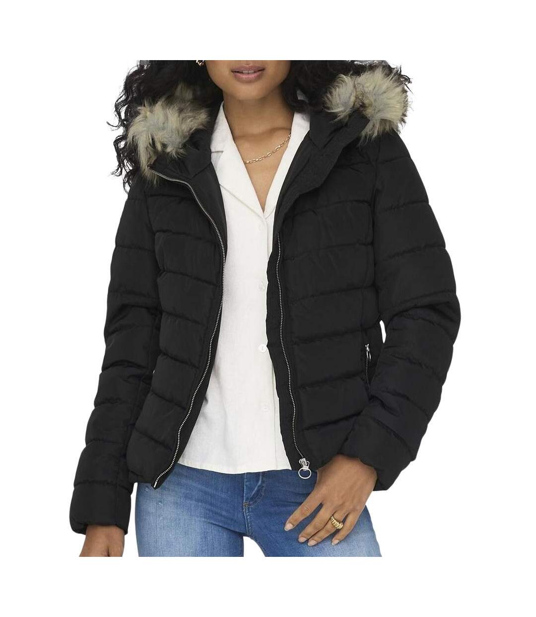 Doudoune noir femme only quilted-1