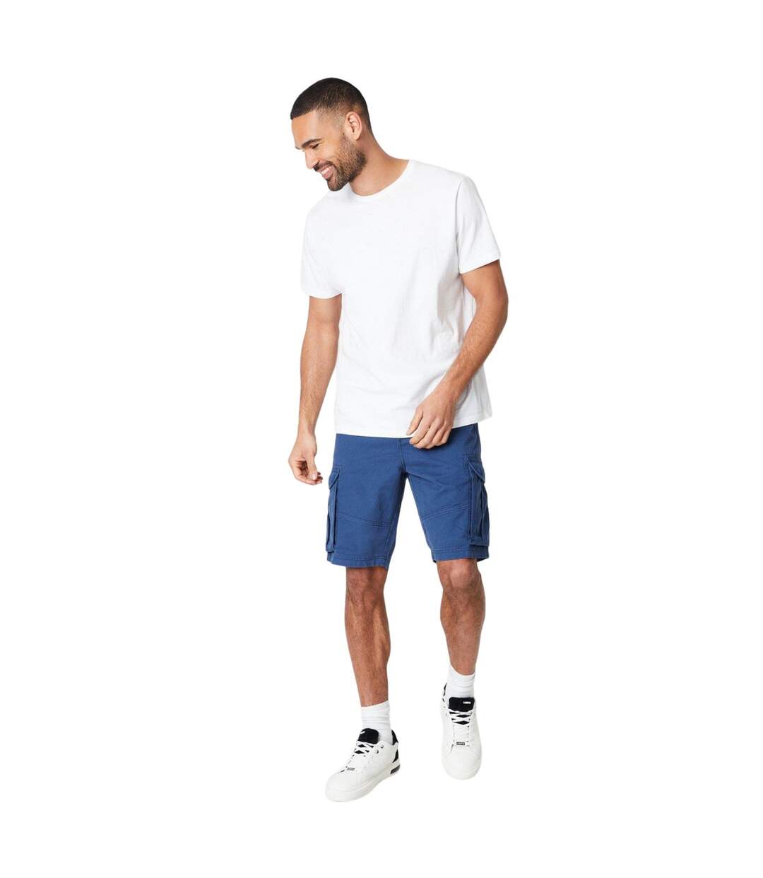 Mens cargo shorts mid blue Maine-3