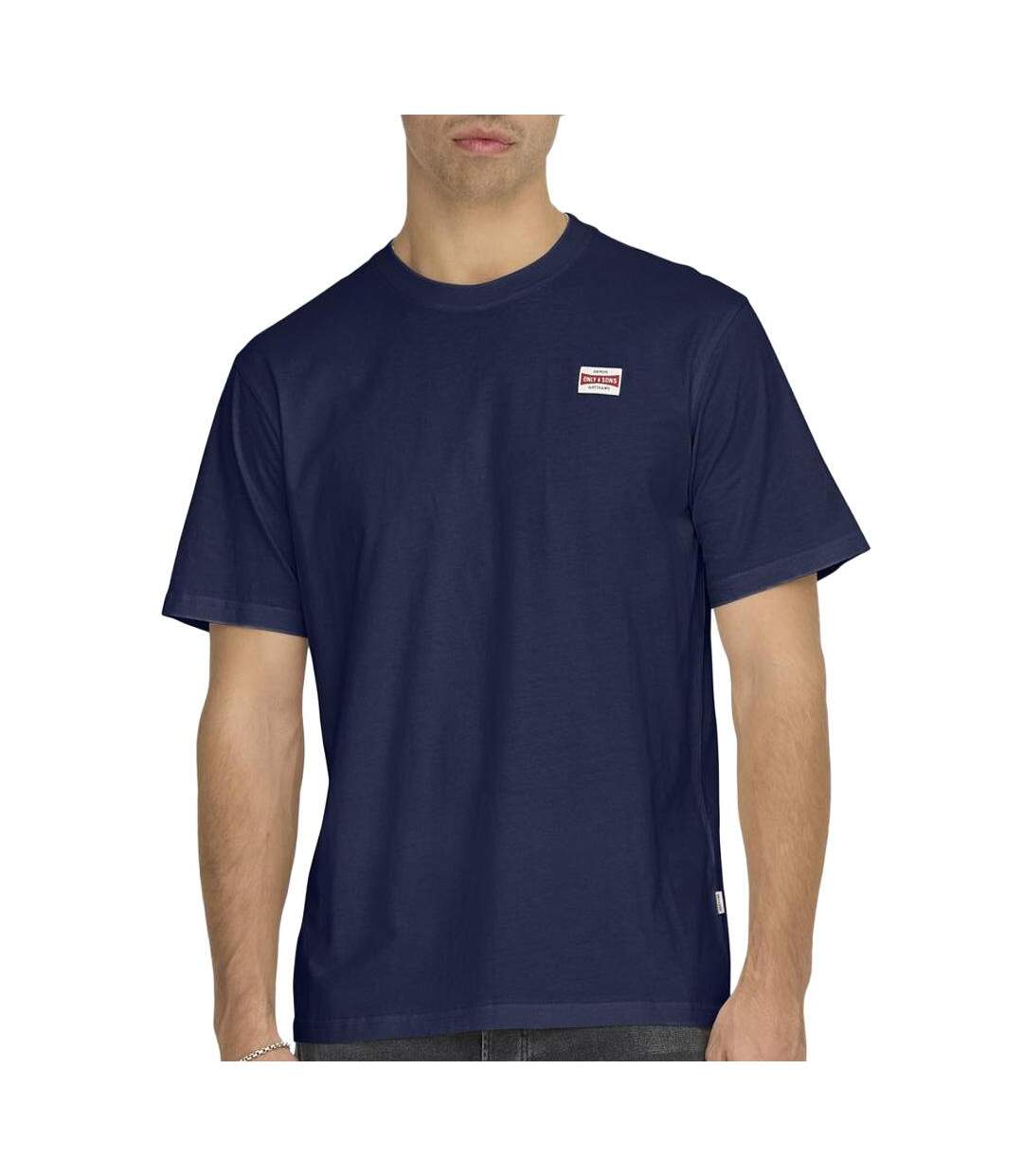 T-shirt marine homme only & sons onsdawson-1