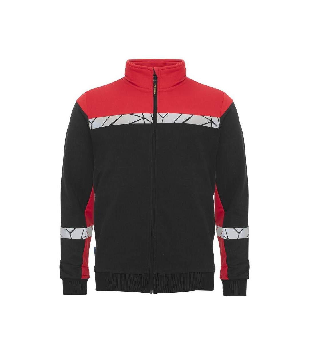 Mens Progression Hi-vis Full Zip Sweatshirt Black Red Projob-1