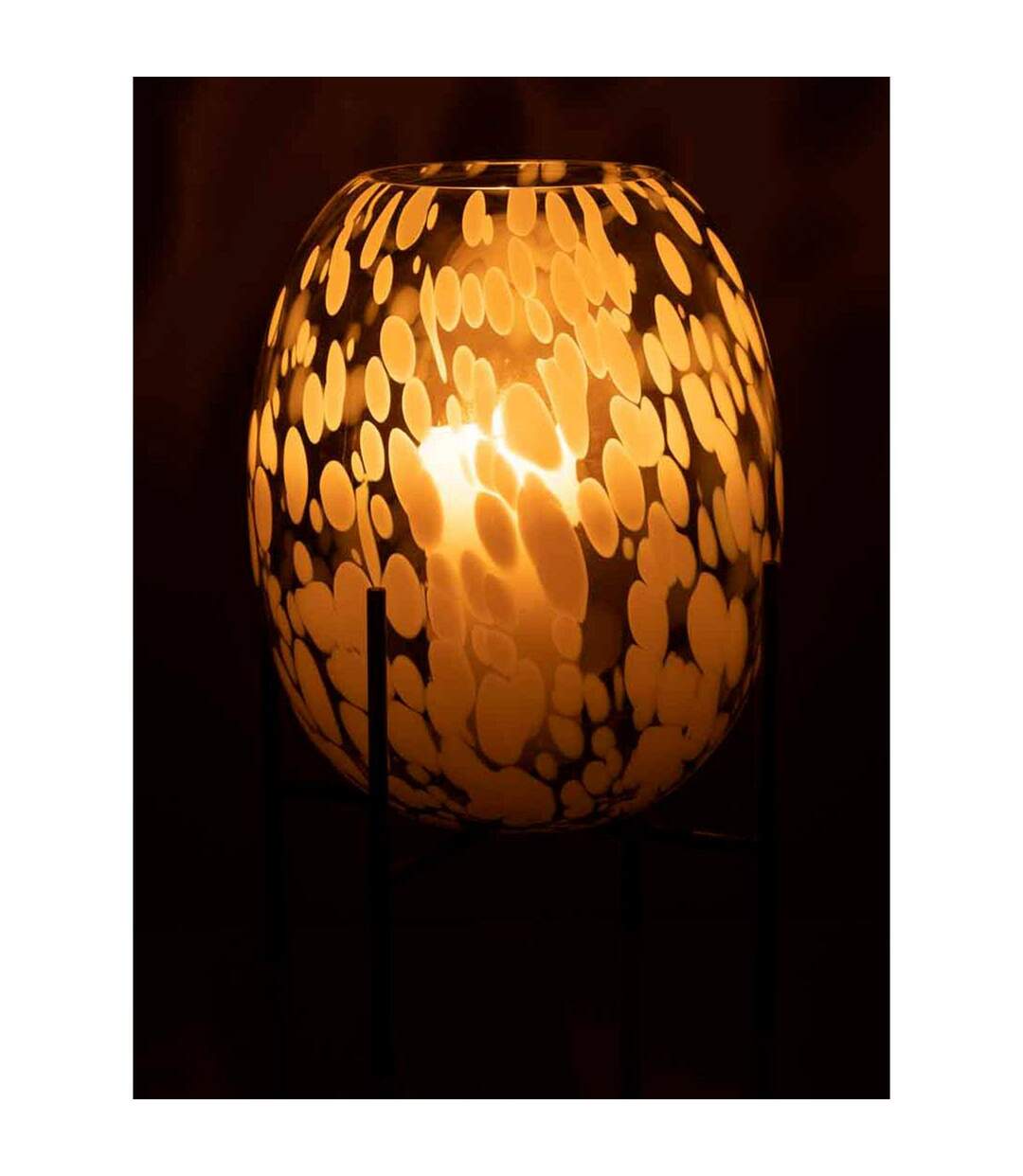 Vase sur Pied Design Tâche 38cm Gris & Blanc-3