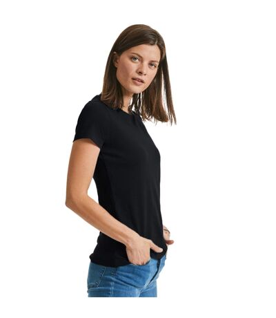Womens/ladies Heavyweight Short-sleeved T-shirt Black Russell