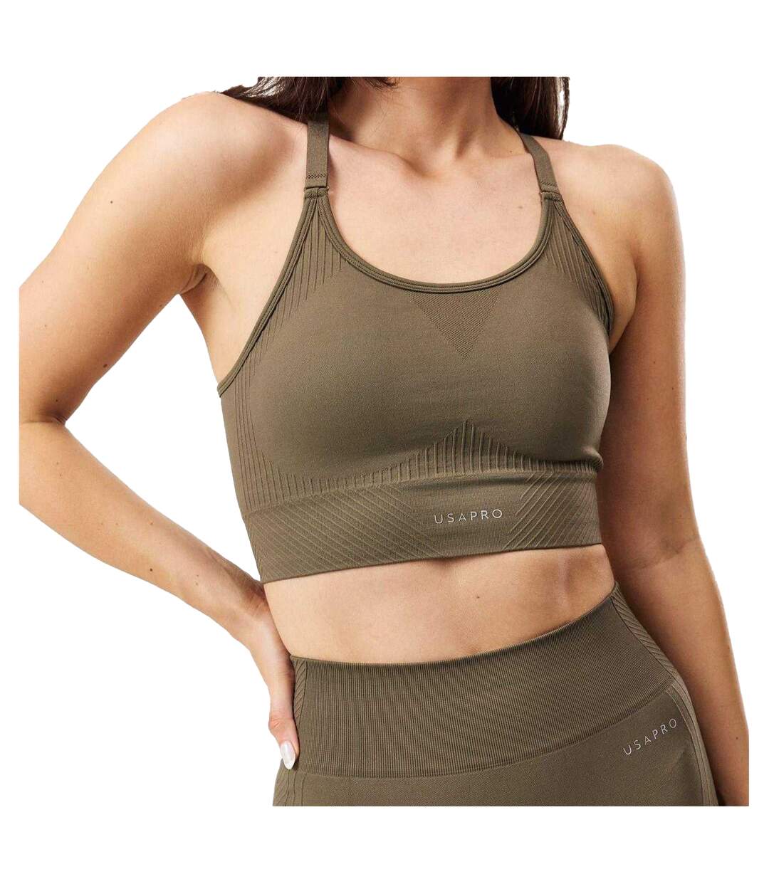 Womens/ladies Adjustable Seamless Sports Bra Ash USA-3