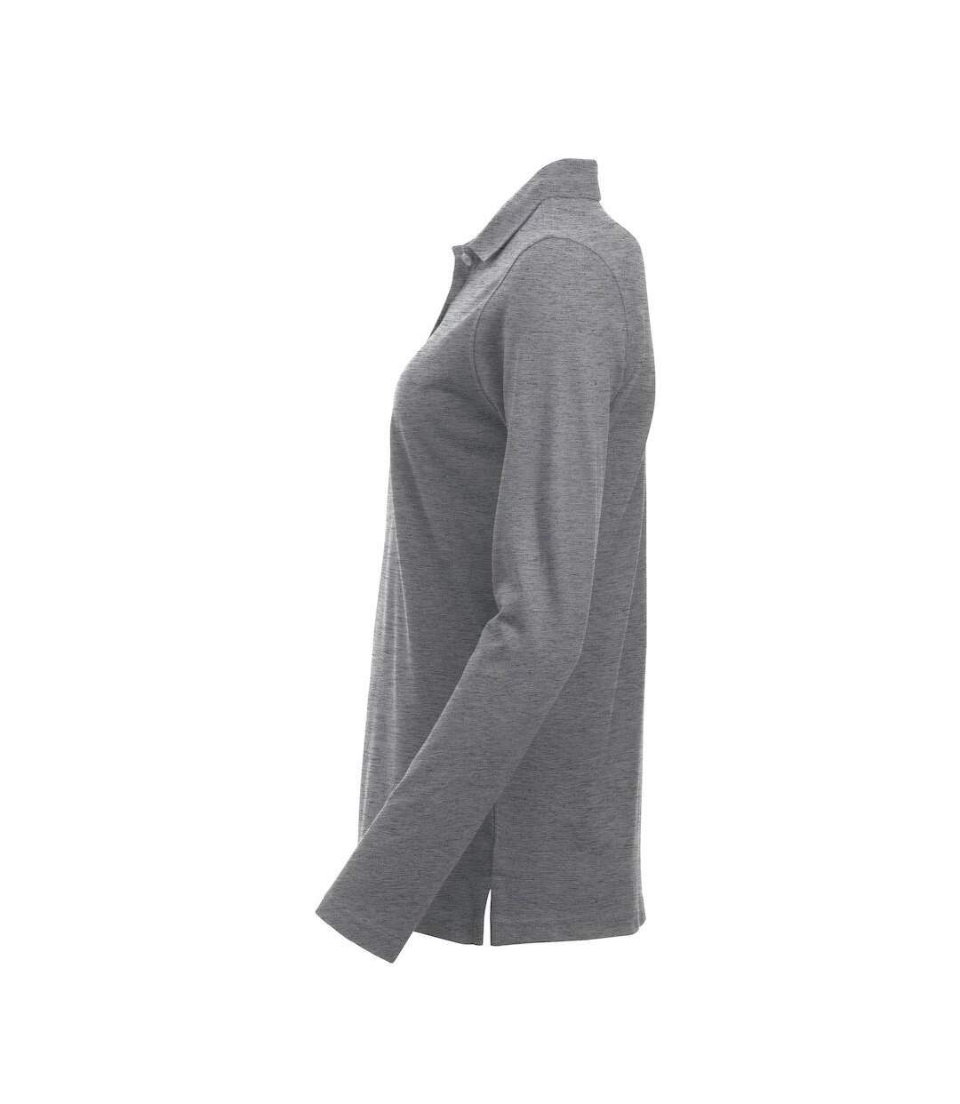 Womens/ladies Classic Marion Melange Long-sleeved Polo Shirt Grey Melange Clique-3