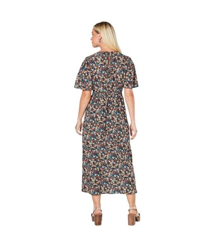 Womens/ladies ditsy floral empire flutter midi dress multicoloured Dorothy Perkins