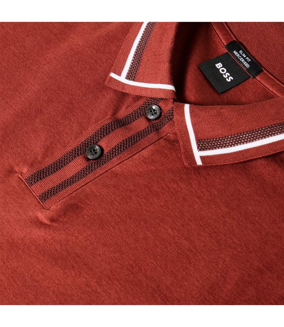 Polo Manches Courtes Motif/style Détail Contrasté Homme Marron Boss-3