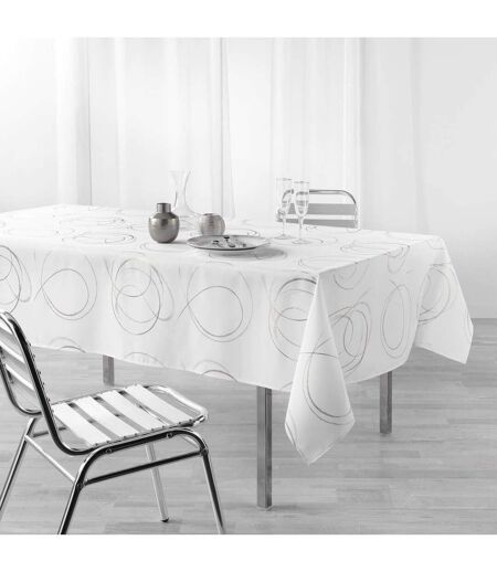 Nappe Imprimé Métallisé Bully 150x300cm Blanc
