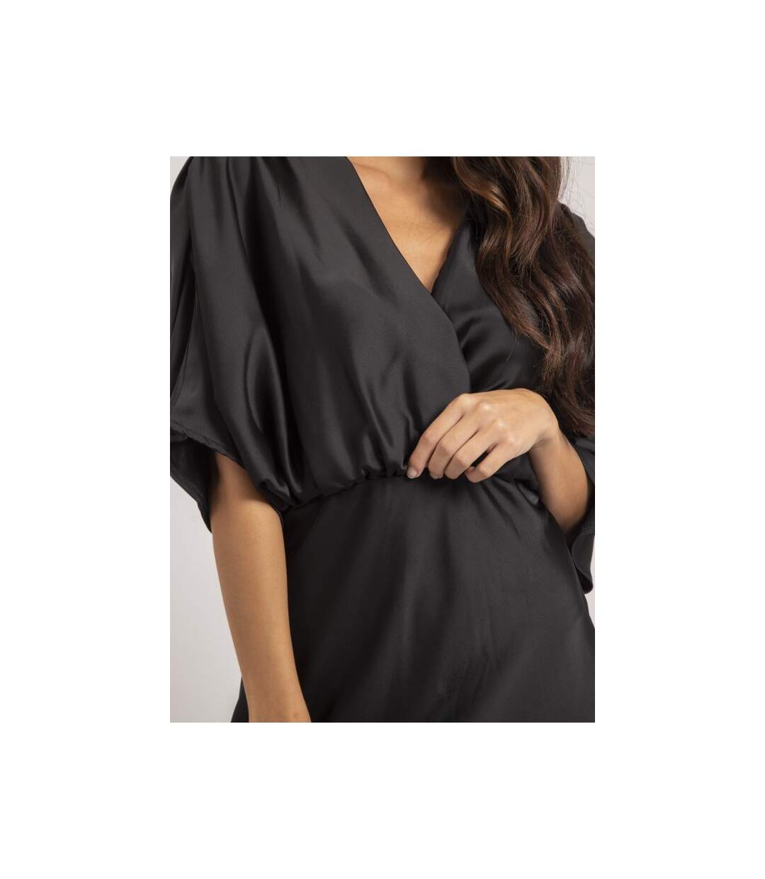 Robe courte portefeuille satin ILIZAN - Dona X Lisa-3