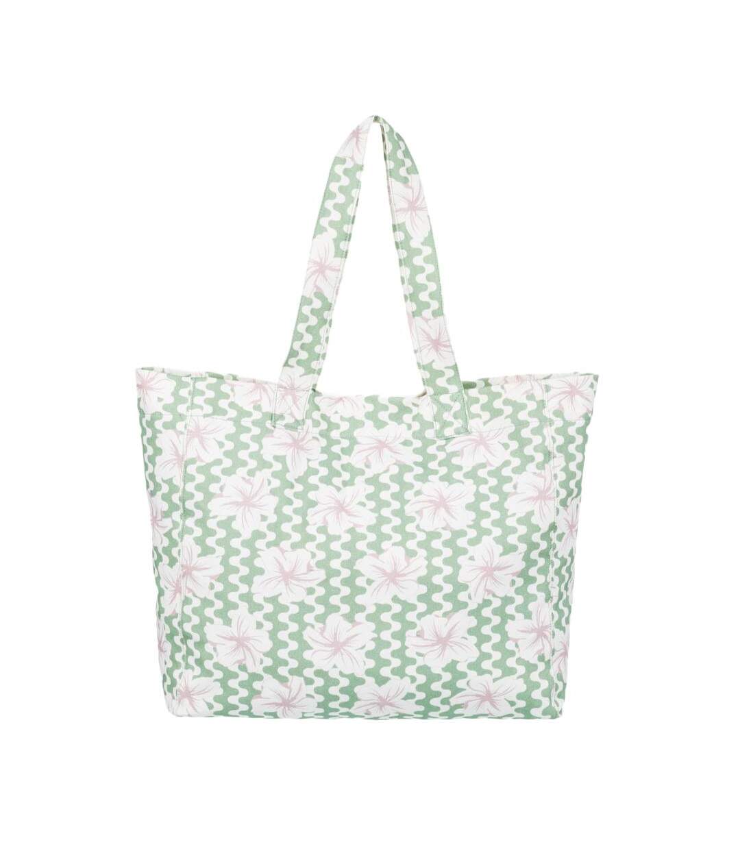 Tote bag vert à fleurs femme roxy anti bad vibes - taille unique-3