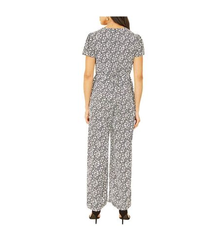 Combinaison Motif/style Petites Fleurs Femme Noir Yumi
