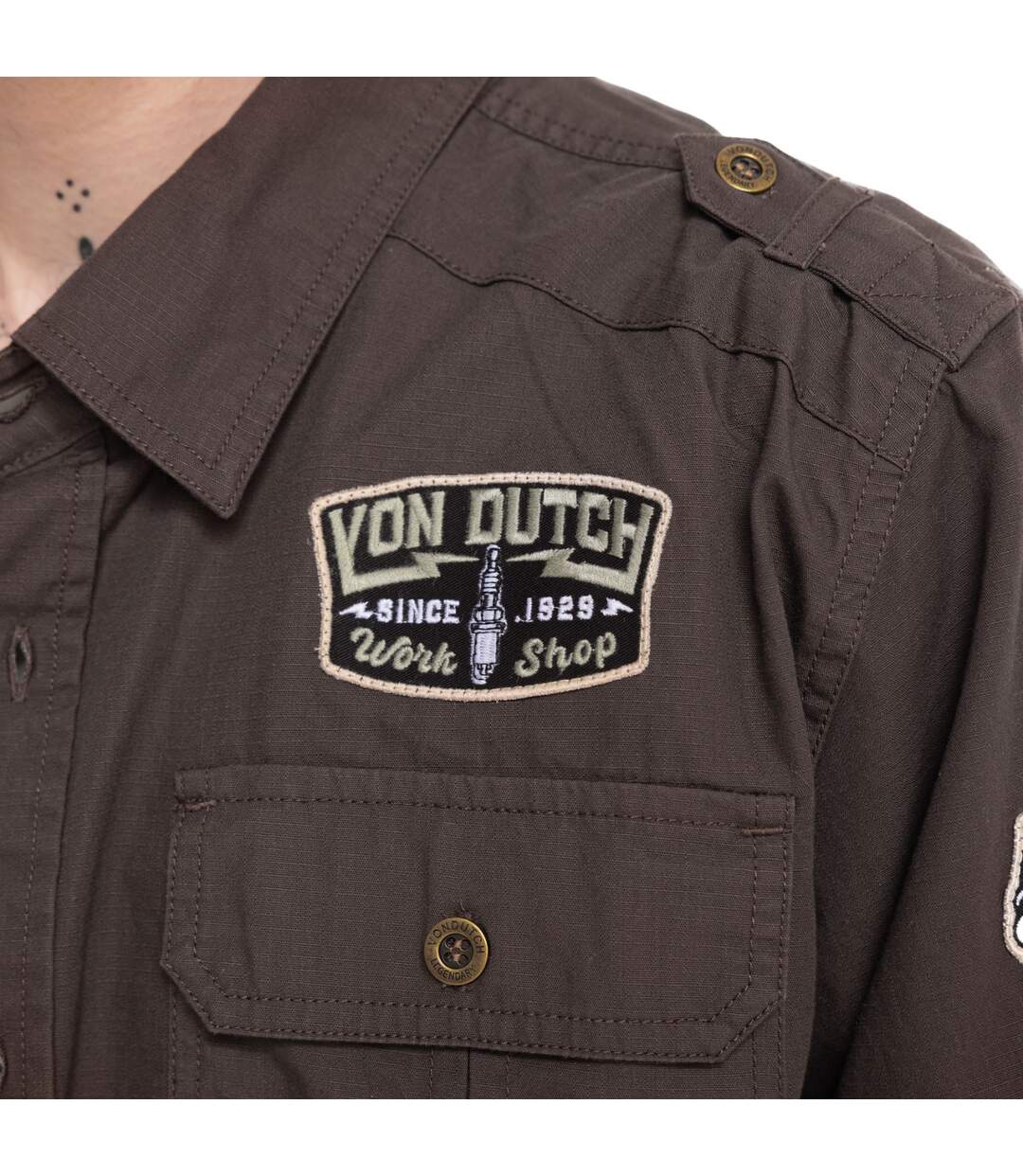 Chemise manche longues  ripstop strech sur poche et badges Stop B Vondutch-2