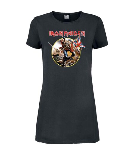 Womens/ladies trooper iron maiden t-shirt dress charcoal Amplified