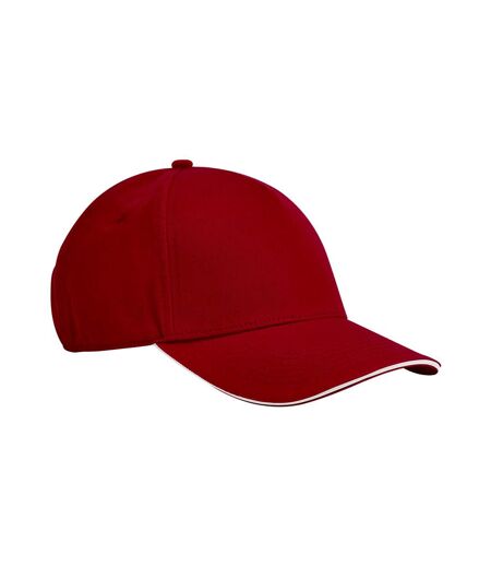 Beechfield Classic Natural Cotton Sandwich Peak Cap (Classic Red/White) - UTPC6994