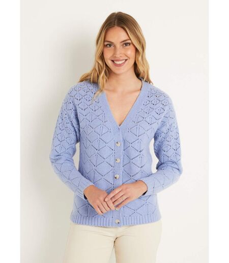 Gilet court ajouré col V boutonné uni
