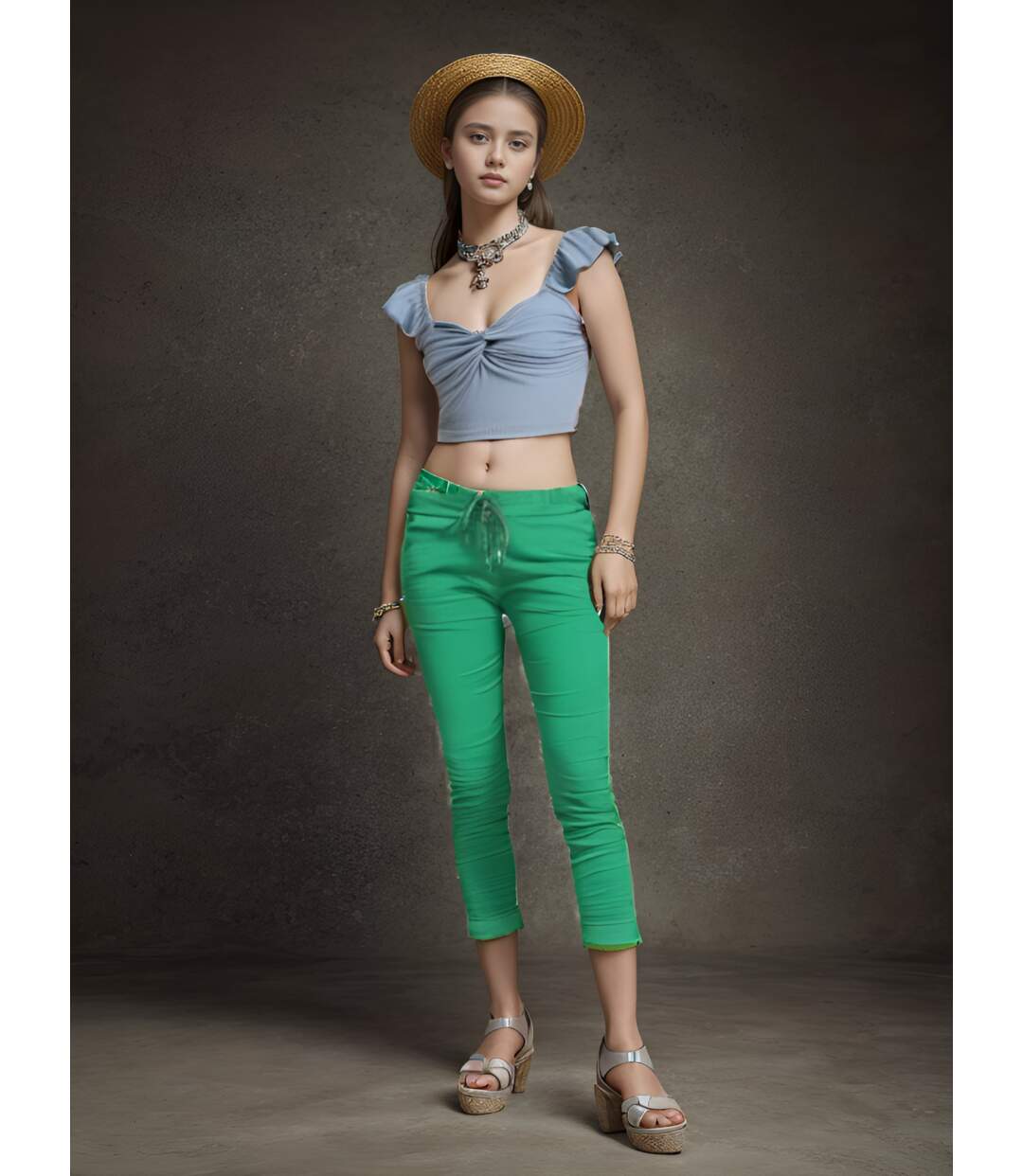 Pantalon femme très tendance - Couleur vert - Coupe slim