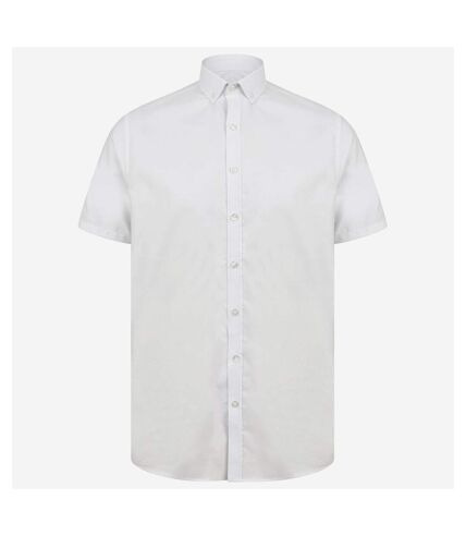 Henbury Mens Modern Short Sleeve Slim Fit Oxford Shirt (White)