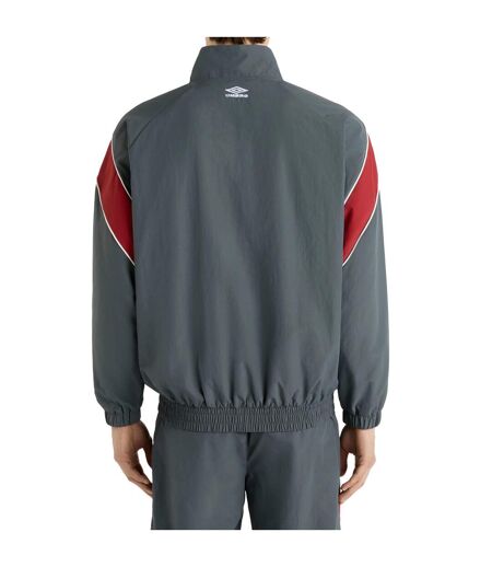 Mens Relaxed Fit Track Jacket Iron Gate Red Dahlia Brilliant White Umbro