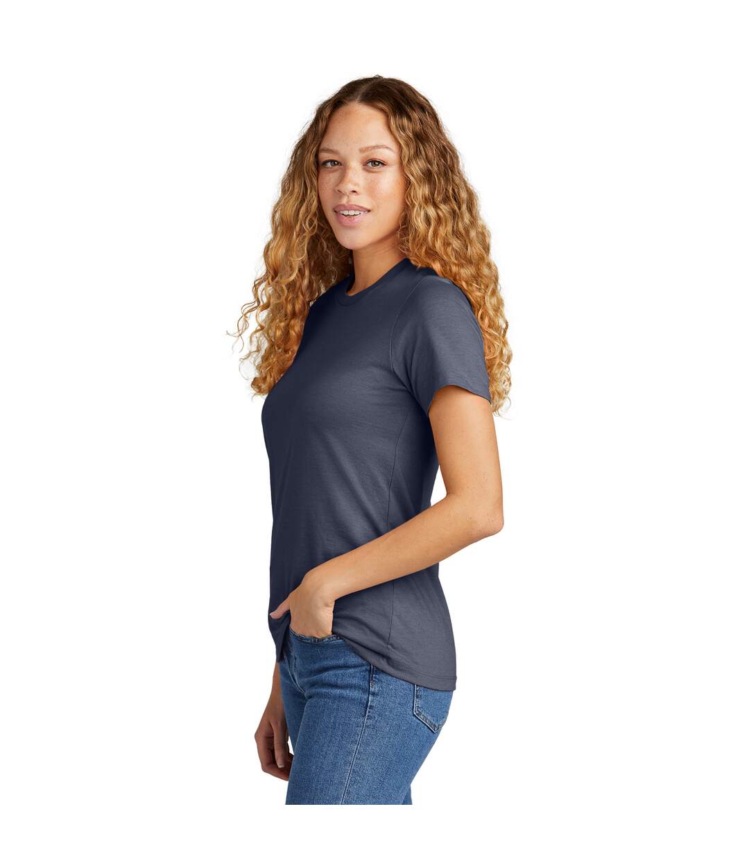 Womens/ladies cvc soft touch t-shirt navy mist Gildan-3