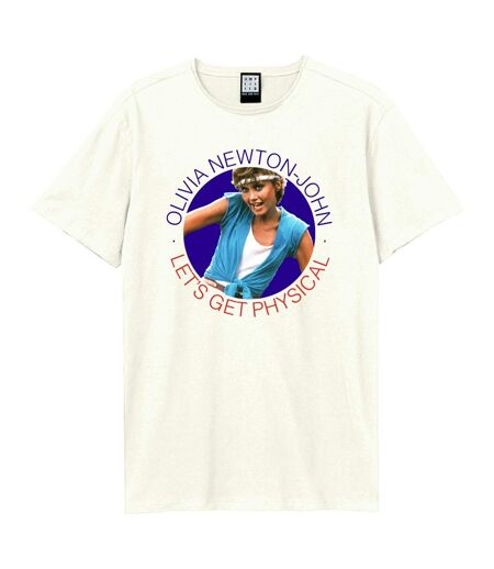 Unisex Adult Let´s Get Physical Olivia Newton-john T-shirt Vintage White Amplified