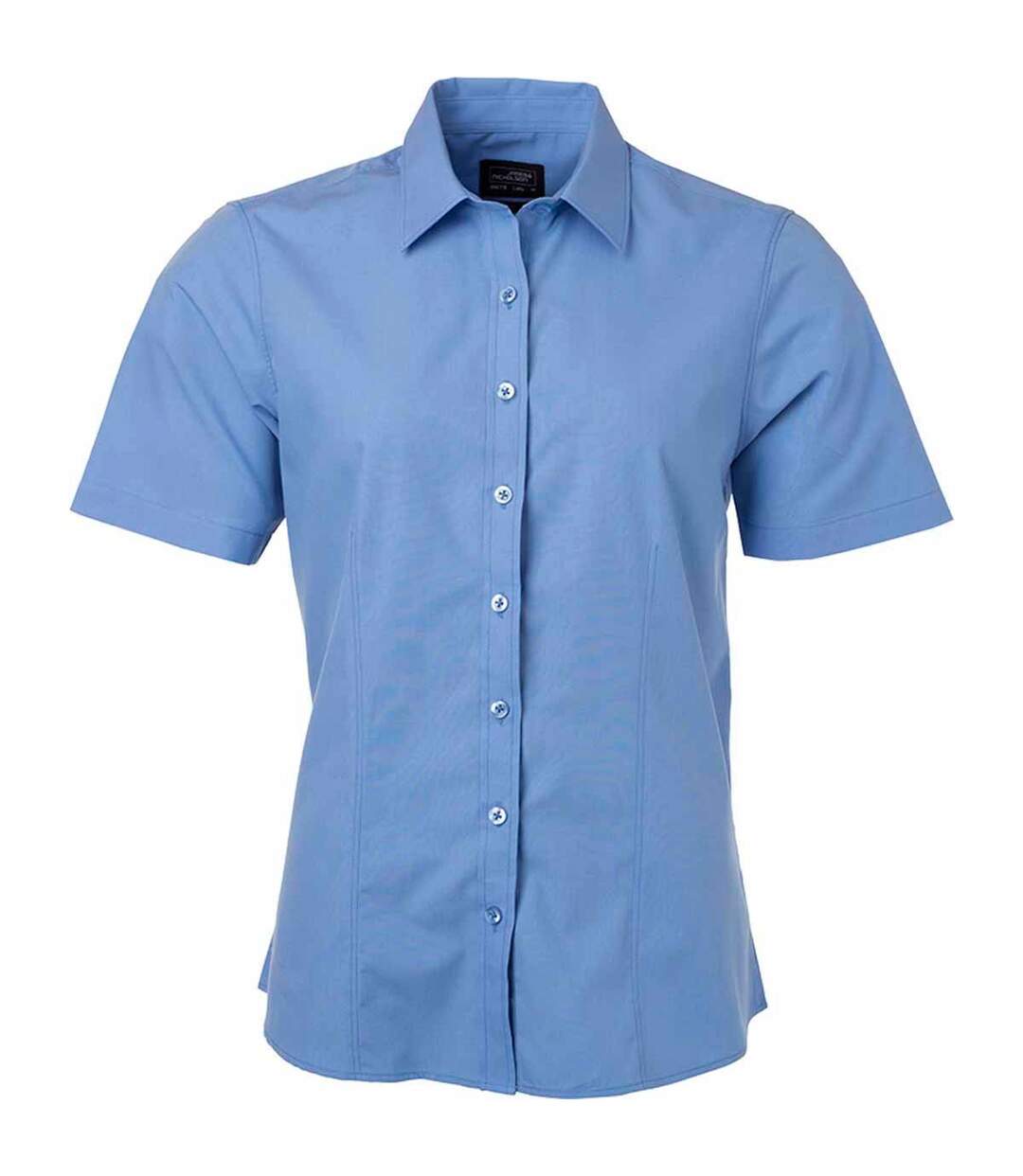 chemise popeline manches courtes - JN679 - femme - bleu aqua-1