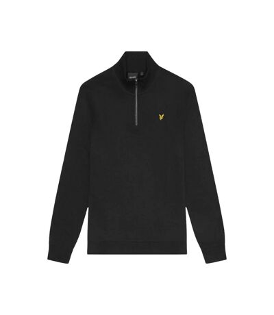 Mens loopback quarter zip sweatshirt jet black Lyle & Scott