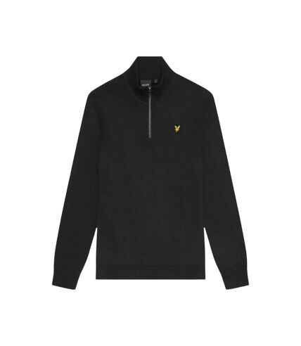 Mens loopback quarter zip sweatshirt jet black Lyle & Scott