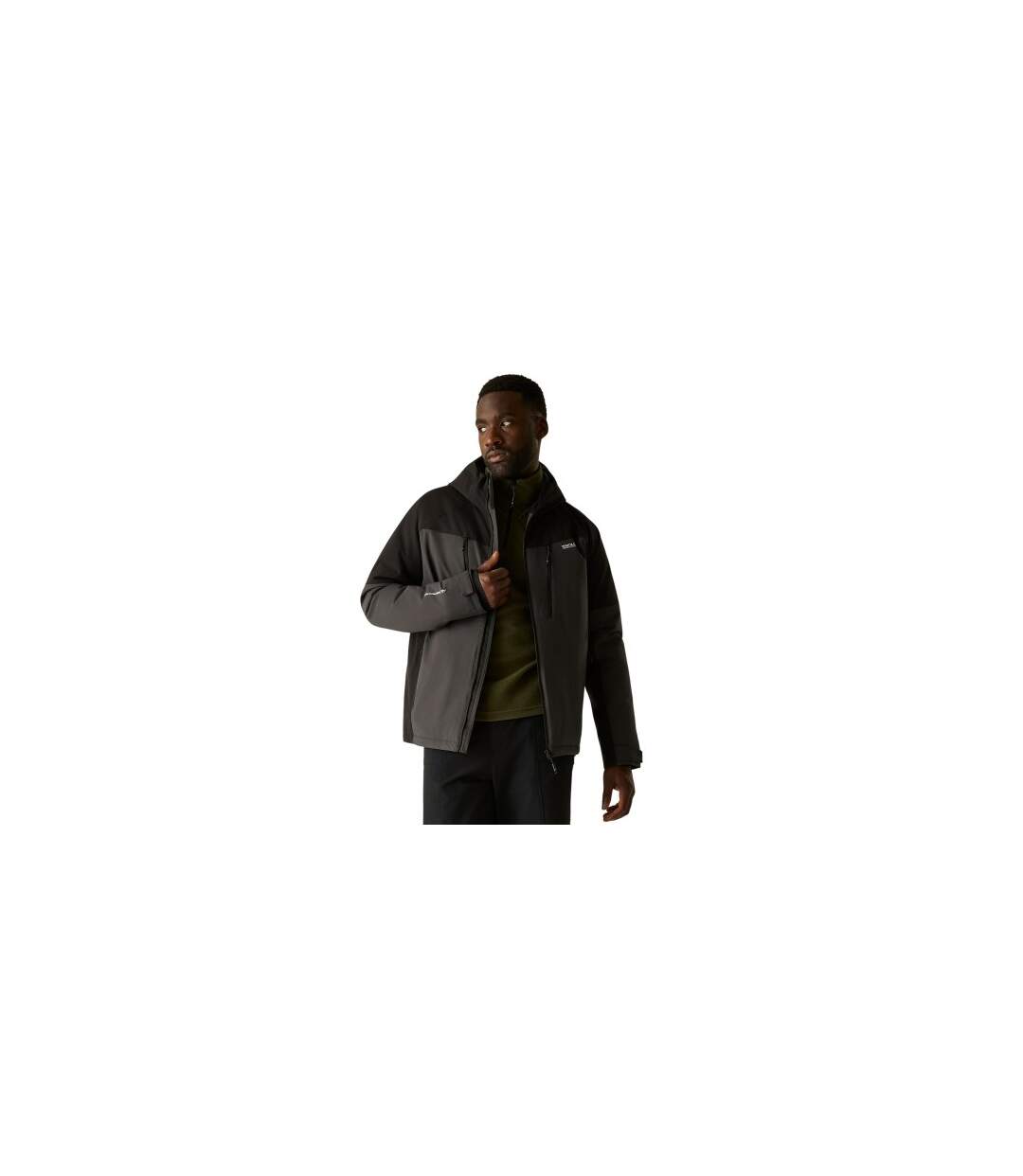 Mens Highton Two Tone Waterproof Stretch Insulated Jacket Ash Black Regatta-1