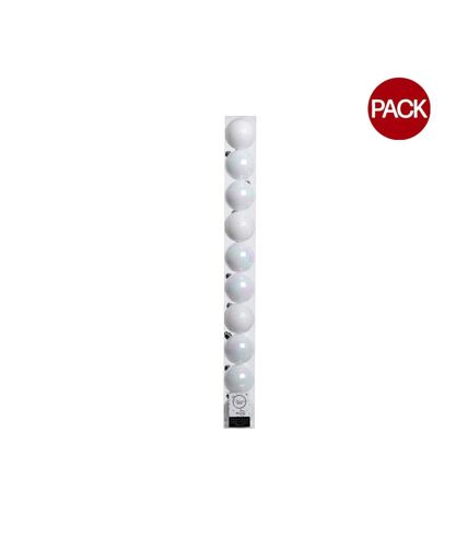 Pack of 10  Plain shatterproof baubles   white Kaemingk