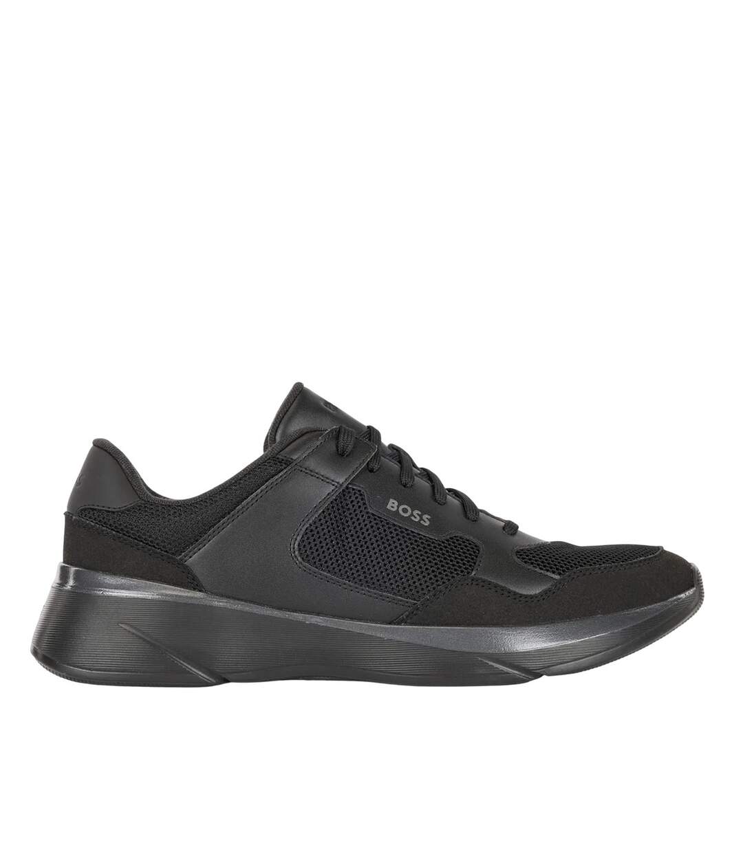 Mens Dean Leather Running Trainers Black Boss-1