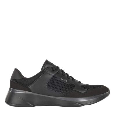 Mens Dean Leather Running Trainers Black Boss