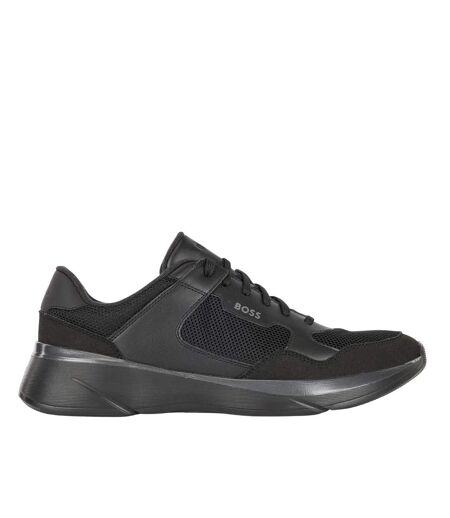 Mens Dean Leather Running Trainers Black Boss