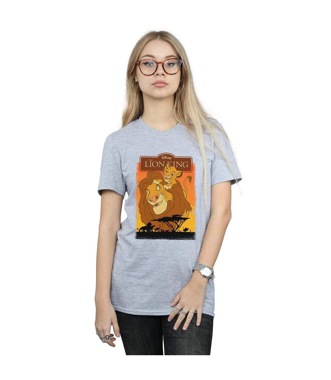 Disney Womens/Ladies The Lion King Simba And Mufasa Cotton Boyfriend T-Shirt (Gris sportif) - UTBI29030-2