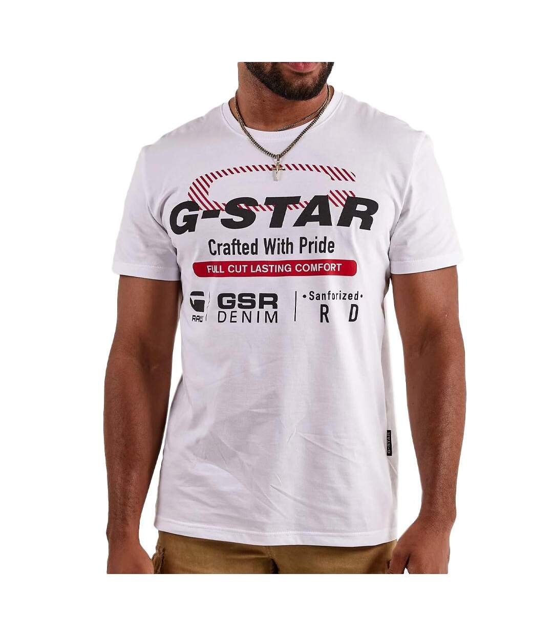 T-shirt Blanc Homme G-Star Raw Old Skool - L