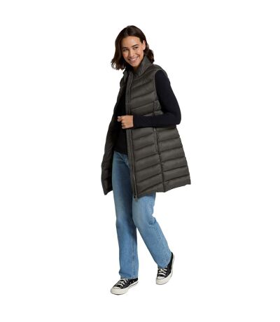 Womens/ladies Padded Longline Gilet Dark Khaki Animal